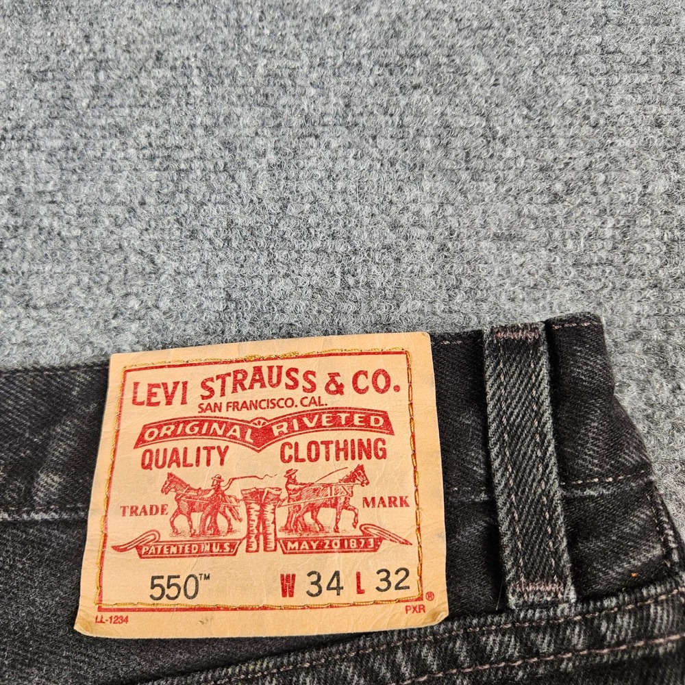 Levis 550 Relaxed Fit Jeans Mens 34x32 Faded Black Denim Tapered Leg 100% Cotton - Picture 9 of 10